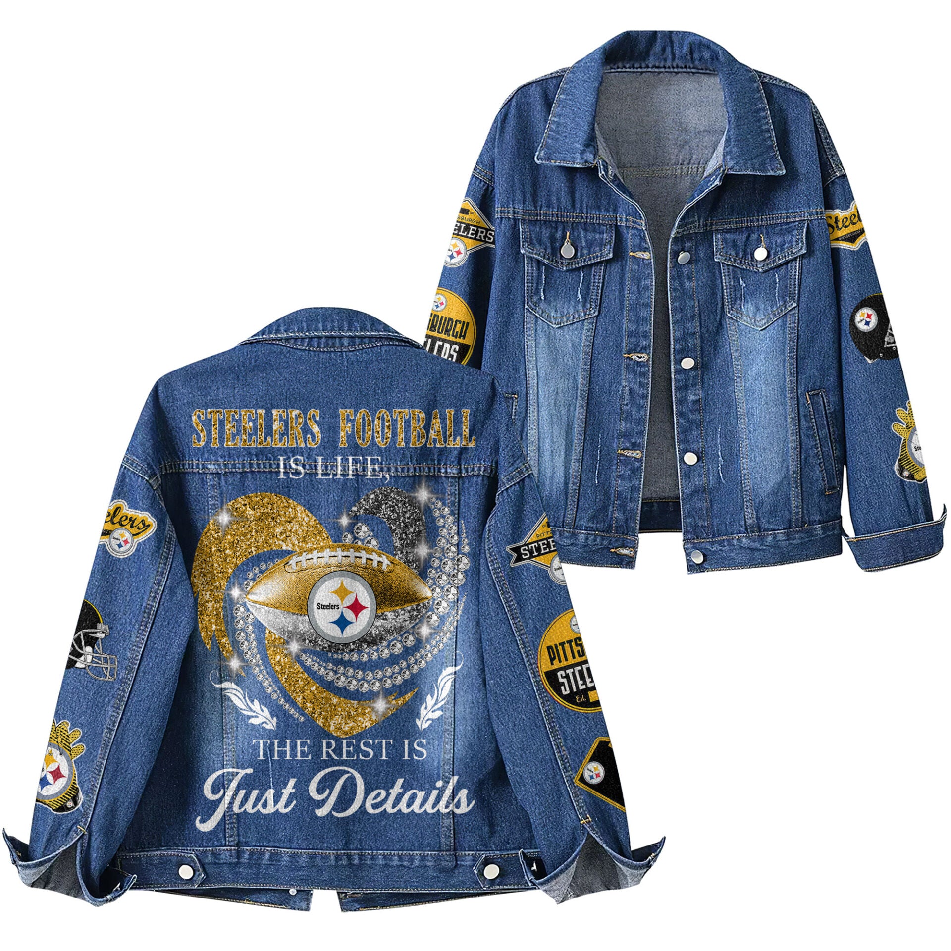 P.steelers | Premium  Football Is Life Denim Jacket Nf1