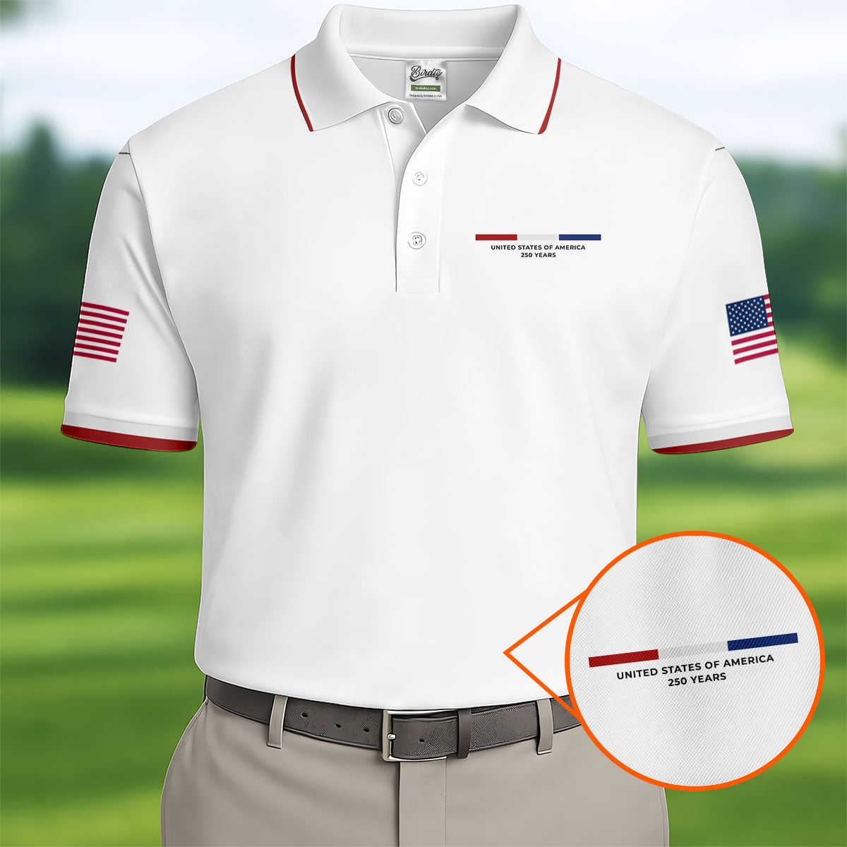 United States Of America 250 Years Navy Golf Shirt, Patriotic Golf Shirt, Golf Shirts For Men, 4th Of July Golf Shirt