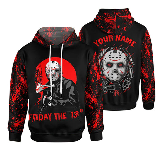 Personalized Friday The 13th Jason Voorhees 3D Hoodie, Jason Voorhees Pullover Hooded Sweatshirt, Halloween Horror Movie Jason Voorhees 3D Hoodie