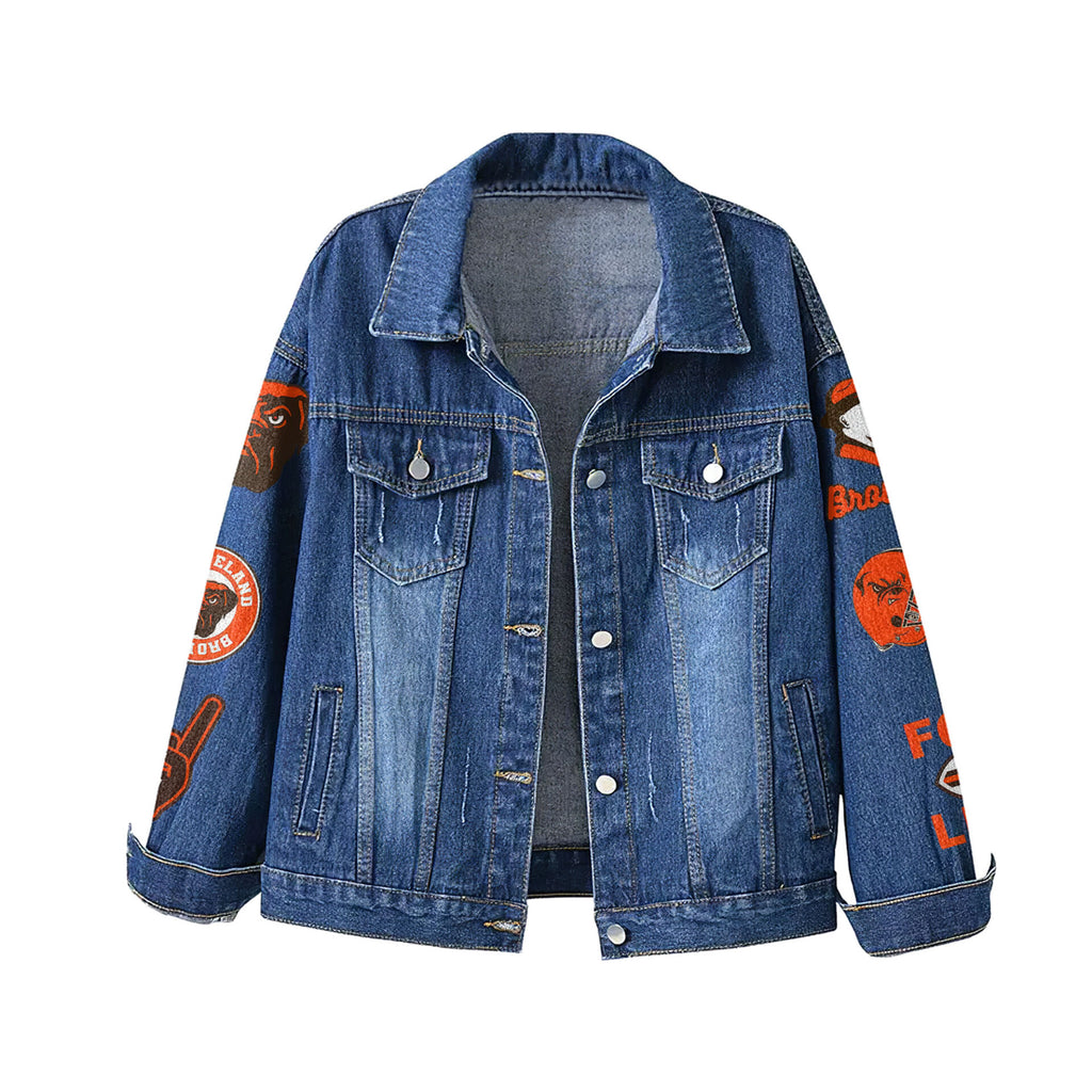 C.browns | Premium  Football Is Life Denim Jacket Nf1
