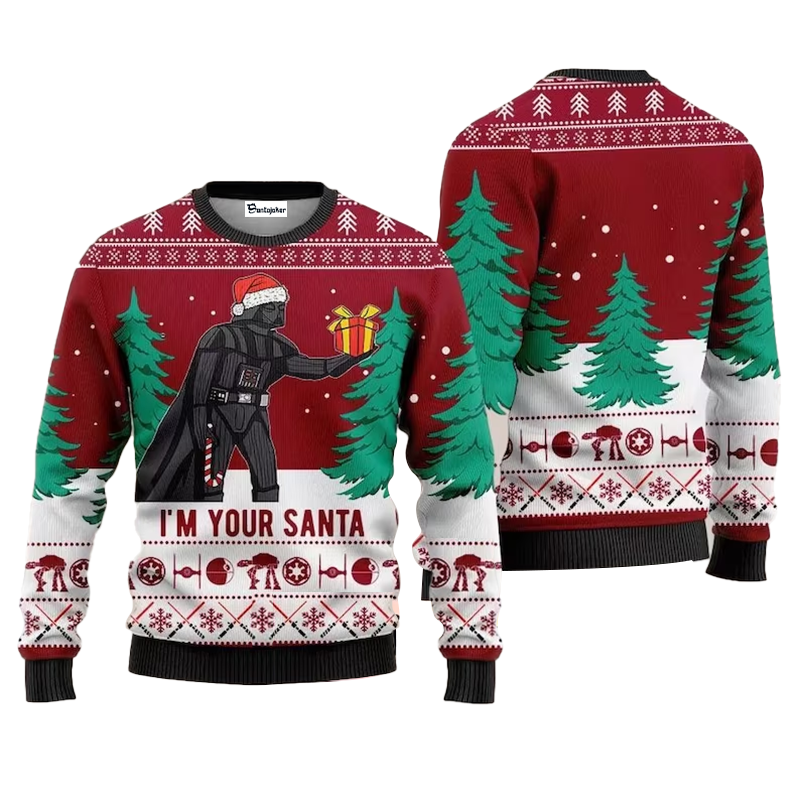 I'm Your Santa Darth Vade Ugly Christmas Sweater, Funny Star Wars Darth Vade Christmas Ugly Sweater, Star Wars Christmas Crewneck Knitted  Sweater