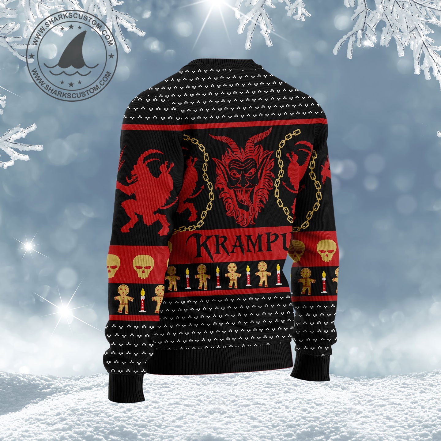 Red Krampus Ugly Christmas Sweaters, Krampus The Christmas Devil Ugly Sweater, Christmas Horror Movie All Over Print Crewneck Knitted Ugly Sweater