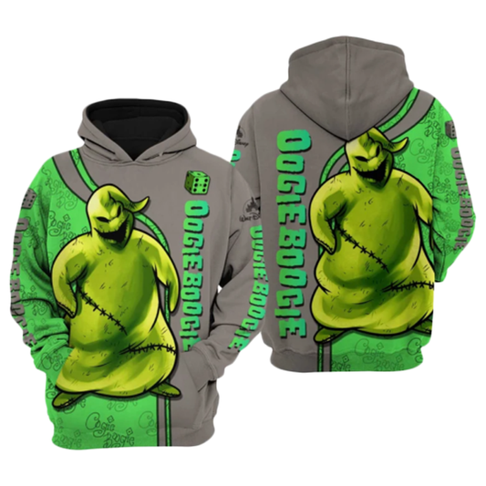 The Nightmare Oogie Boogie Unisex 3D Hoodie, Halloween Oogie Boogie Green & Grey Aop Hoodie, Horror Oogie Boogie Pullover Hooded Sweatshirts