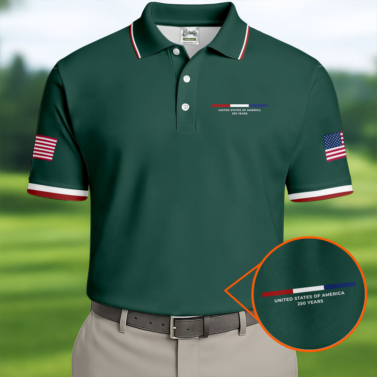 United States Of America 250 Years Navy Golf Shirt, Patriotic Golf Shirt, Golf Shirts For Men, 4th Of July Golf Shirt