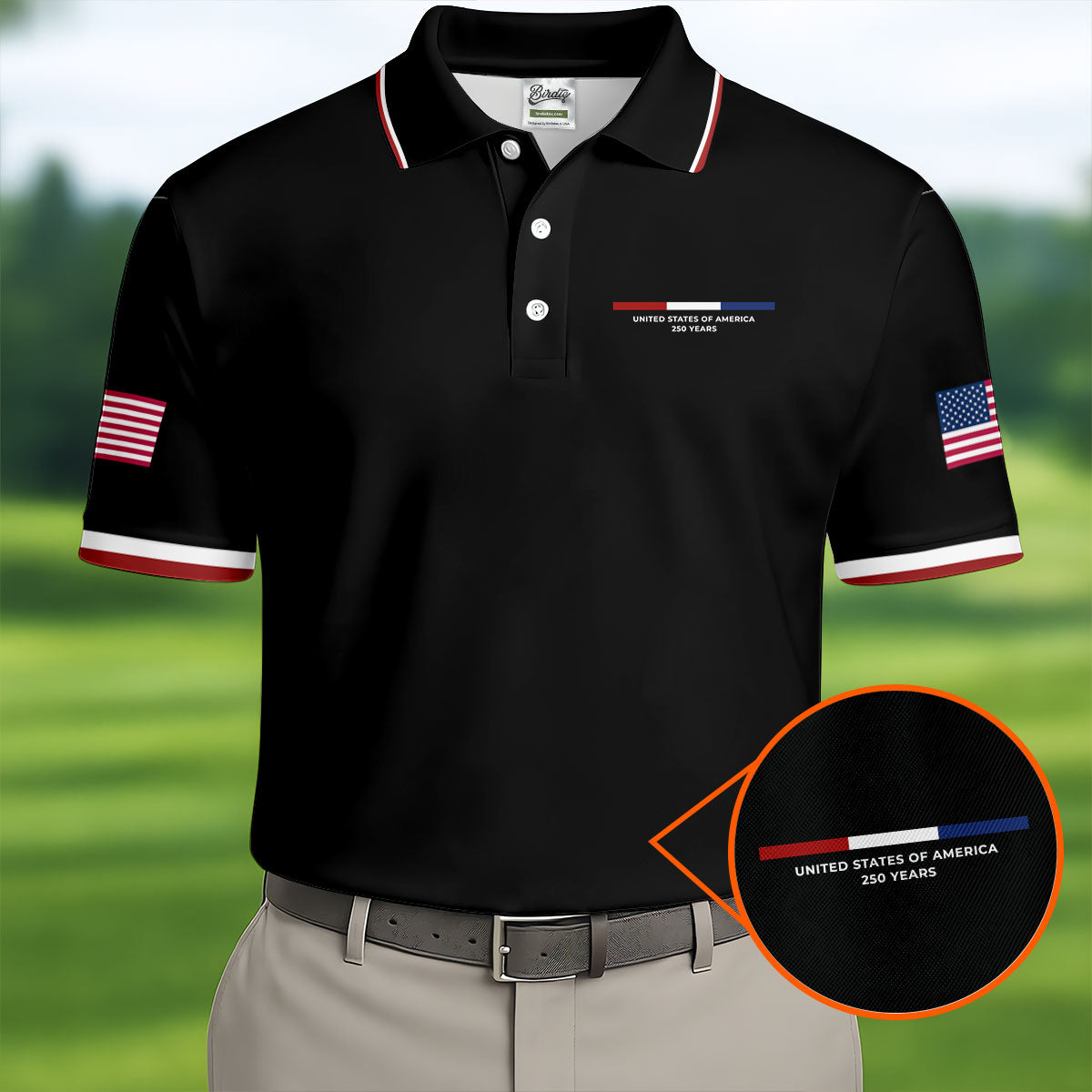 United States Of America 250 Years Navy Golf Shirt, Patriotic Golf Shirt, Golf Shirts For Men, 4th Of July Golf Shirt
