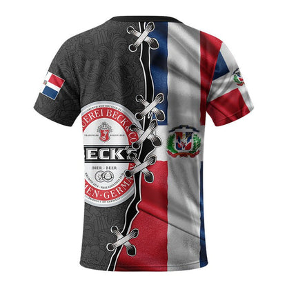 Beck's Beer Dominican Republic Flag 3d T-shirt, Republic Flag Beck's Beer Aop 3d T-shirt, Beck's Beer Dominican Flag T-shirt