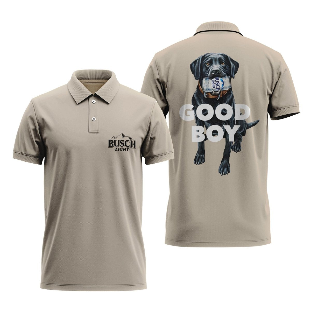 Busch Light Beer Black Lab Dog Good Boy Polo Shirt, Busch Light Beer Logo Print Golf Polo Shirt, Busch Light Beer Men's Short Sleeve Polo Shirt