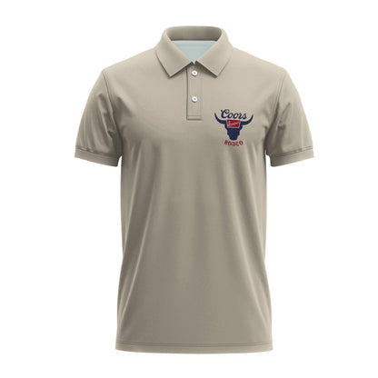 Coors Banquet Rodeo Cowboy Vintage Polo Shirt, Coors Banquet Beer Logo Print Golf Polo Shirt, Coors Banquet Rodeo Men's Short Sleeve Polo Shirt