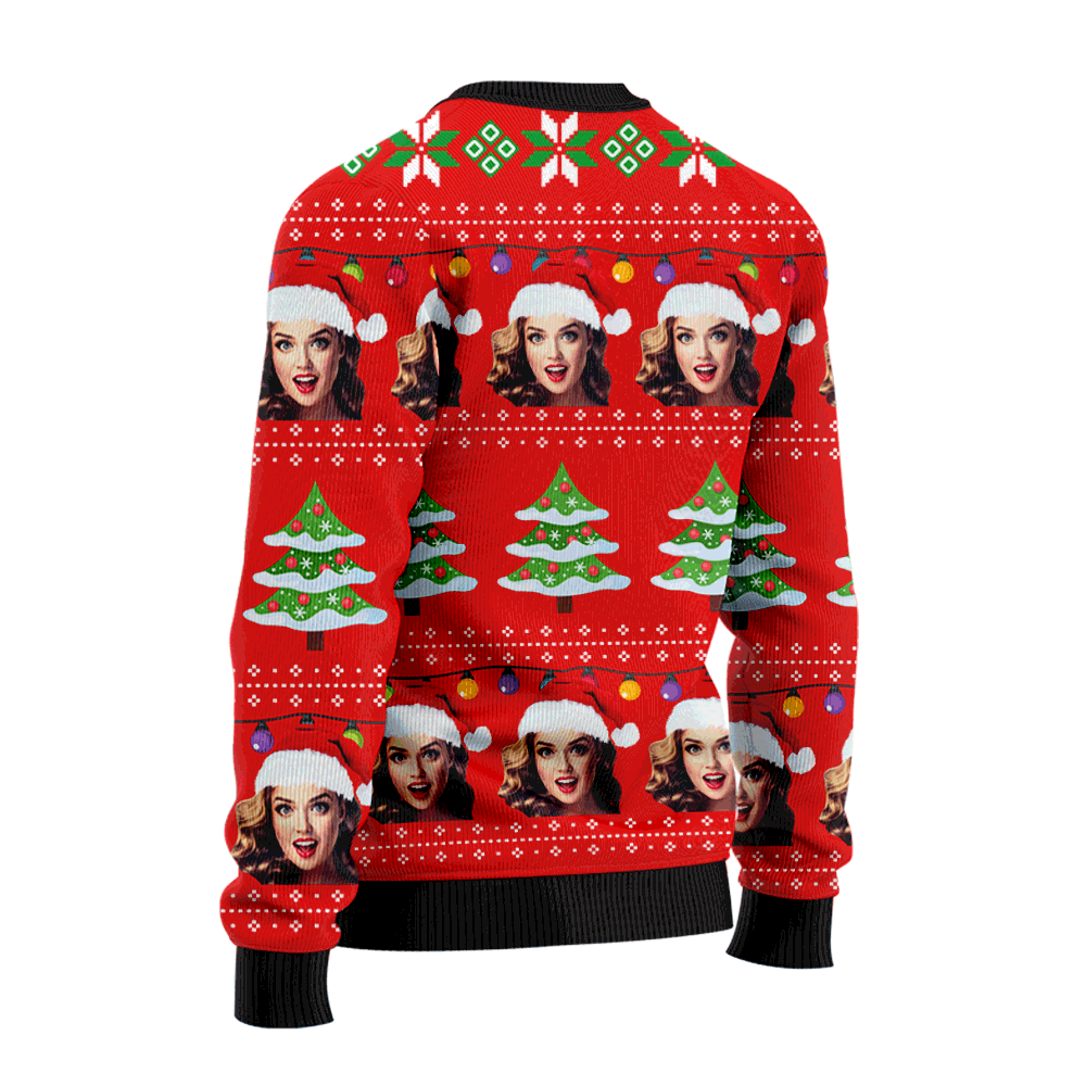 Personalized Face With Santa Hat Ugly Christmas Sweater, Custom Face Family Christmas Ugly Sweater, Merry Christmas Crewneck Knitted Ugly Sweater