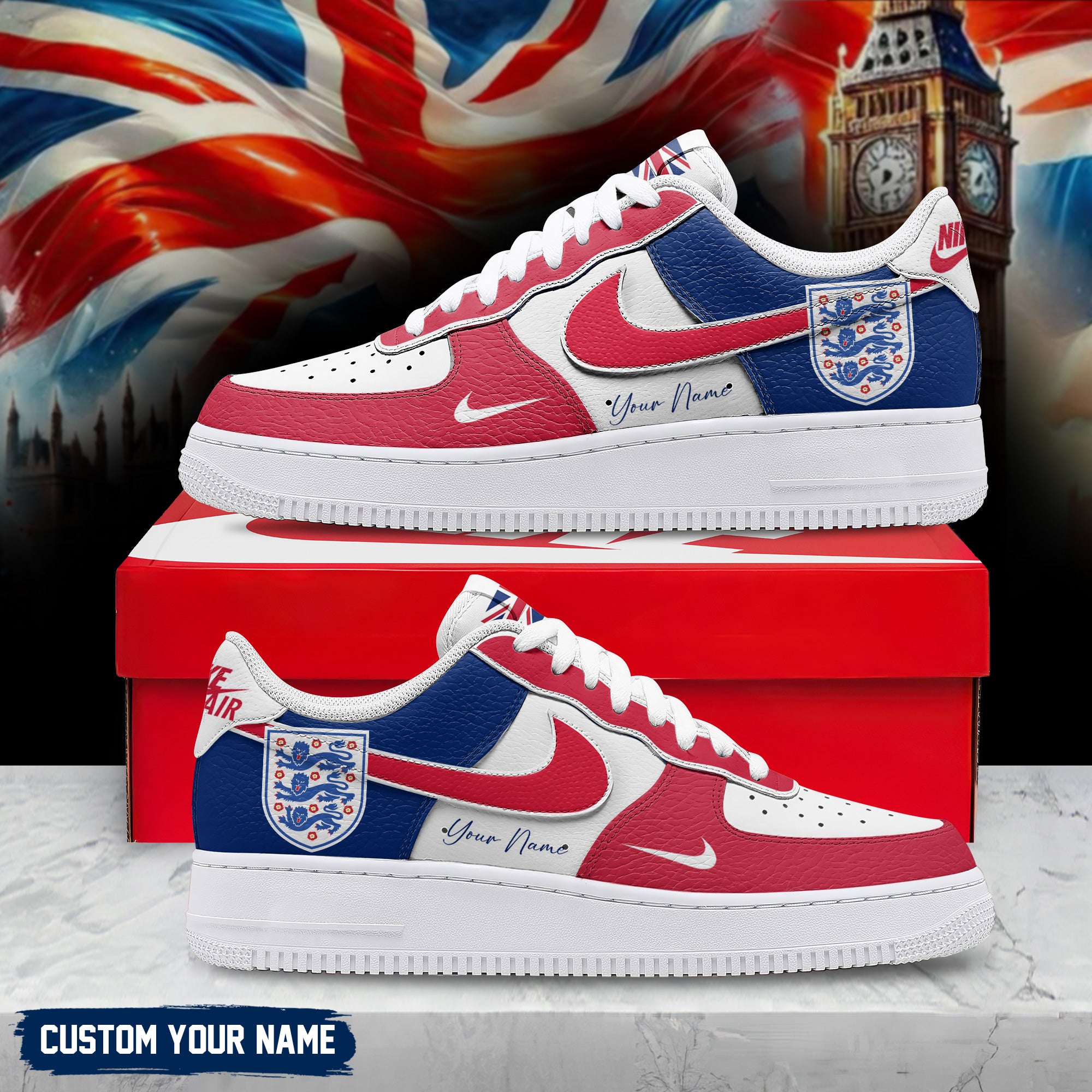 England | Premium WC26 Custom AF1 Shoes