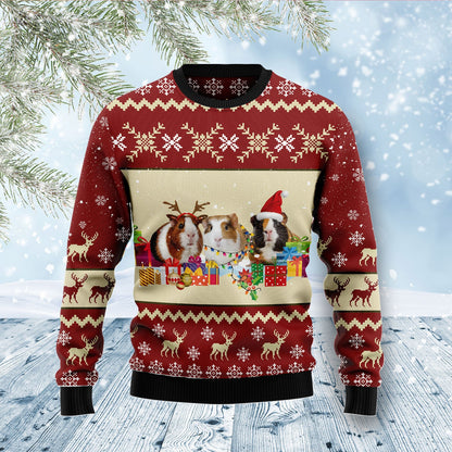 Christmas Guinea Pig Ugly Christmas Sweater, Guniea Pigmas Christmas Ugly Sweater, Guinea Pig Christmas Aop Crewneck Knitted Ugly Sweater