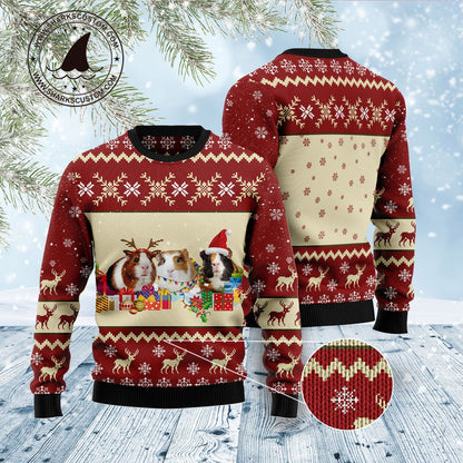 Christmas Guinea Pig Ugly Christmas Sweater, Guniea Pigmas Christmas Ugly Sweater, Guinea Pig Christmas Aop Crewneck Knitted Ugly Sweater
