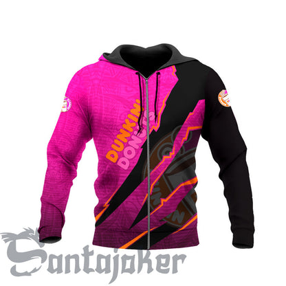 Dunkin Donuts Monster Style All Over Print Hoodie, Dunkin Donuts Pullover Hooded Sweatshirts, Dunkin Donuts Black And Pink Unisex Zip Hoodies