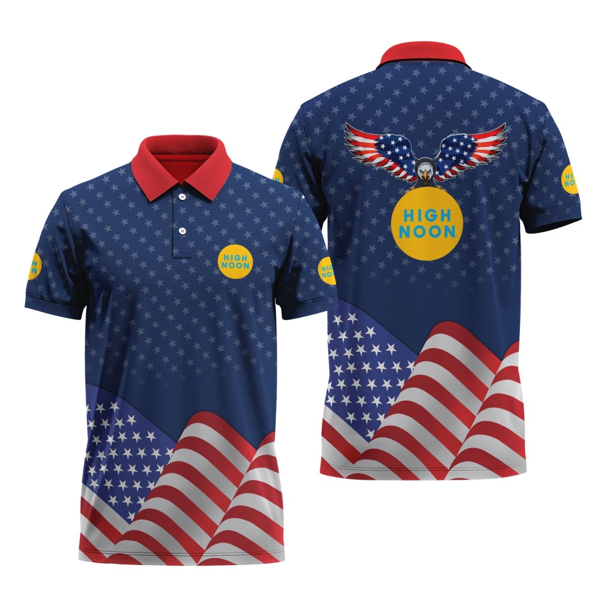High Noon American Flag Eagle Golf Polo Shirt, High Noon Us Flag All Over Print Polo Shirt, High Noon Vodka 3d Men's Short Sleeve Polo Shirt
