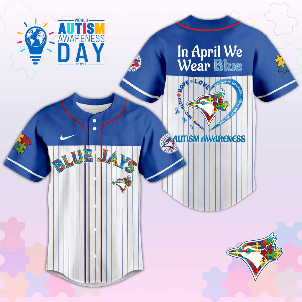 T.Blue Jays In April We Wear Blue Autism Baseball Jersey.