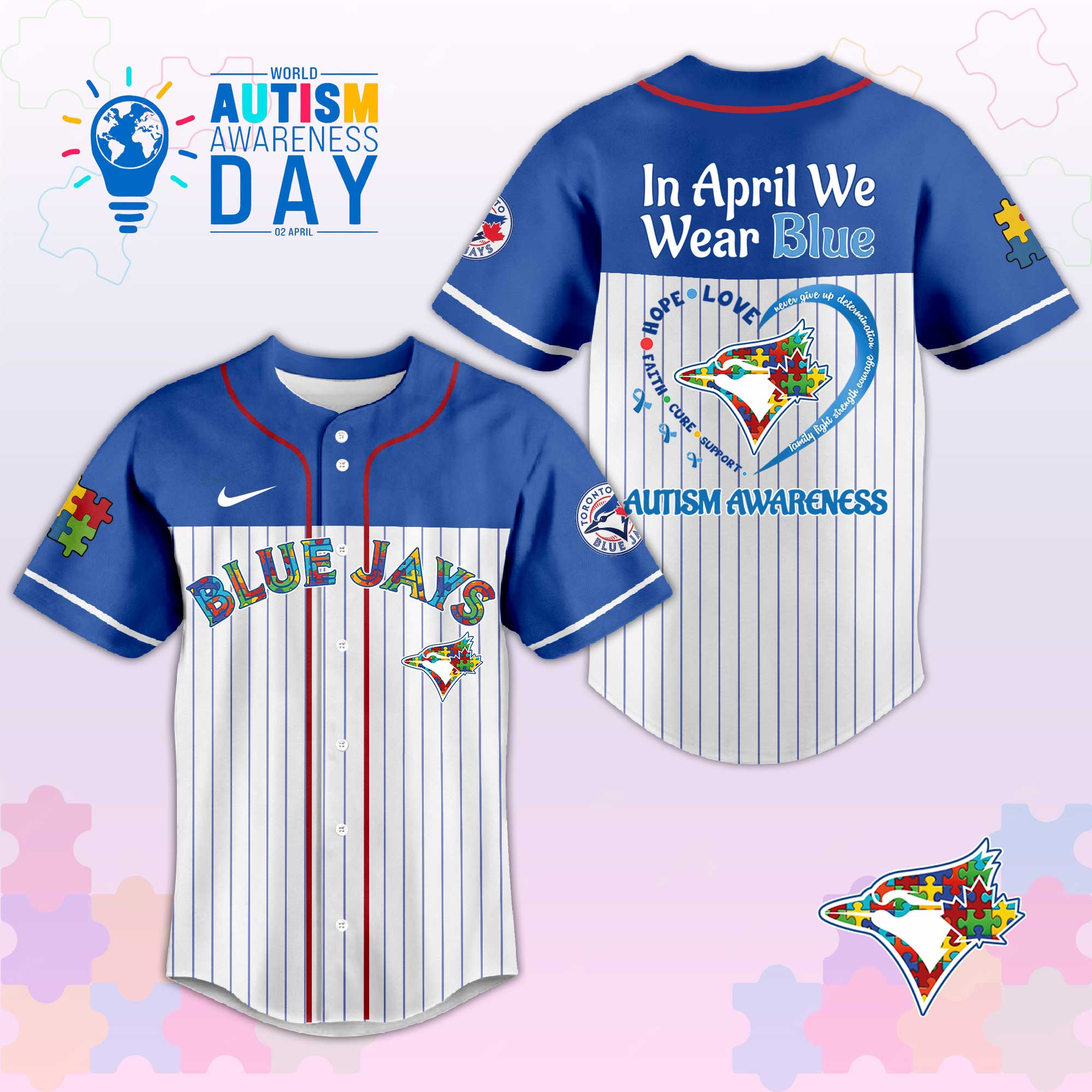 T.Blue Jays In April We Wear Blue Autism Baseball Jersey.