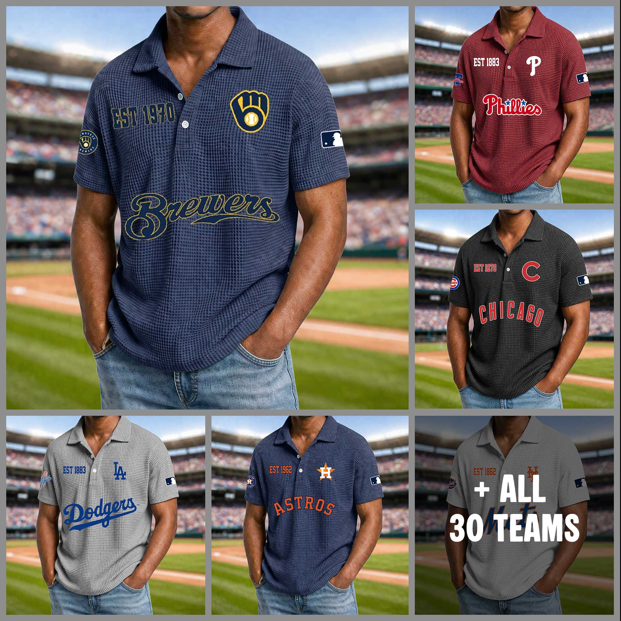 Baseball Waffle Collar Polo Shirt Collection