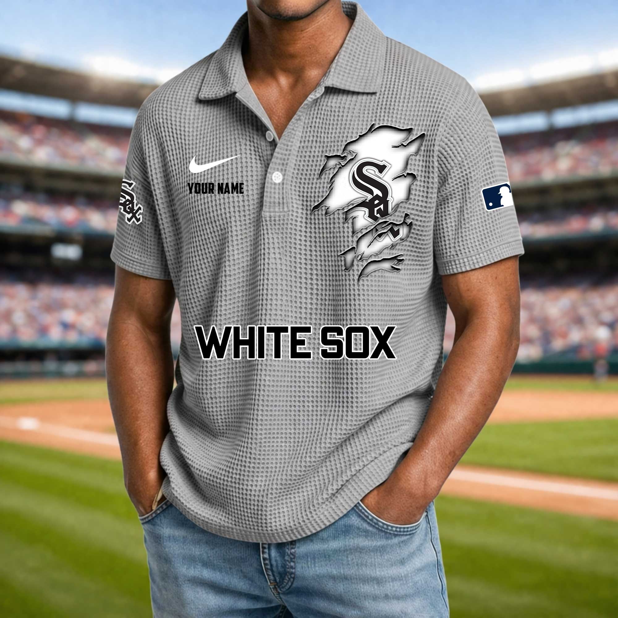 Baseball Teams Waffle Collar Polo Shirt Collection
