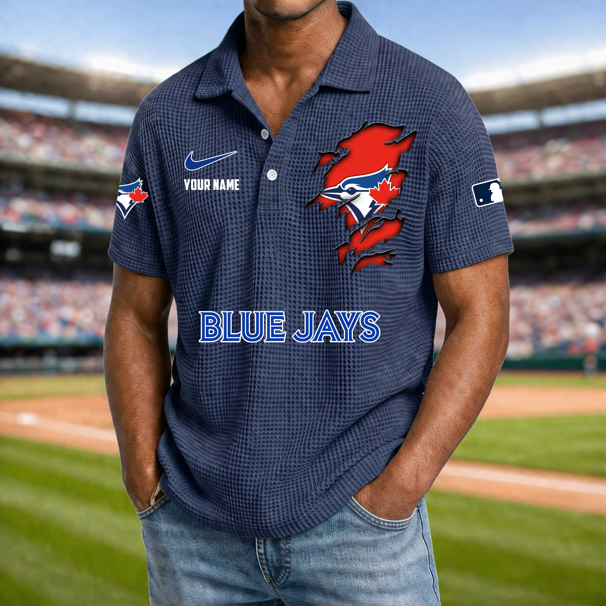 Baseball Teams Waffle Collar Polo Shirt Collection