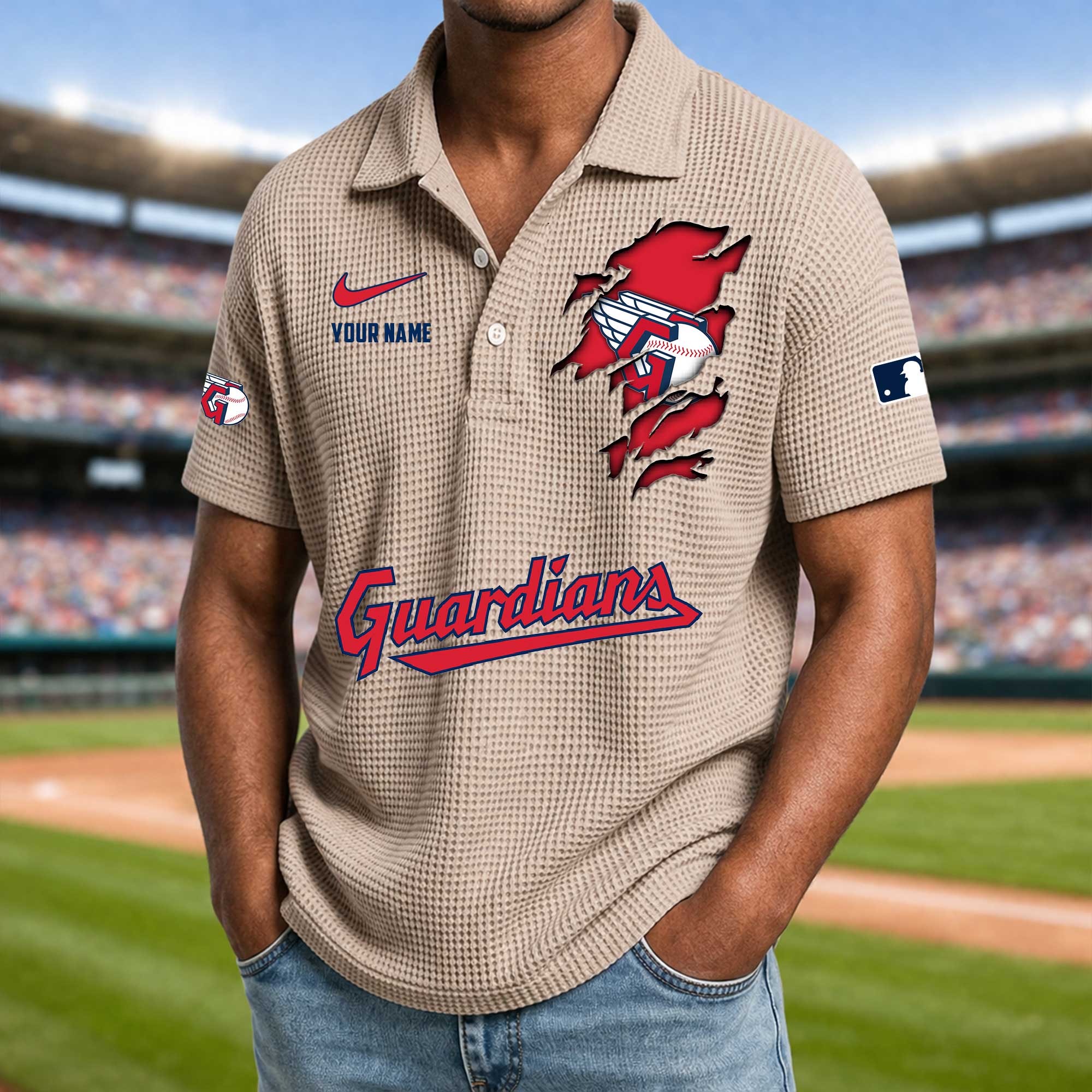 Baseball Teams Waffle Collar Polo Shirt Collection