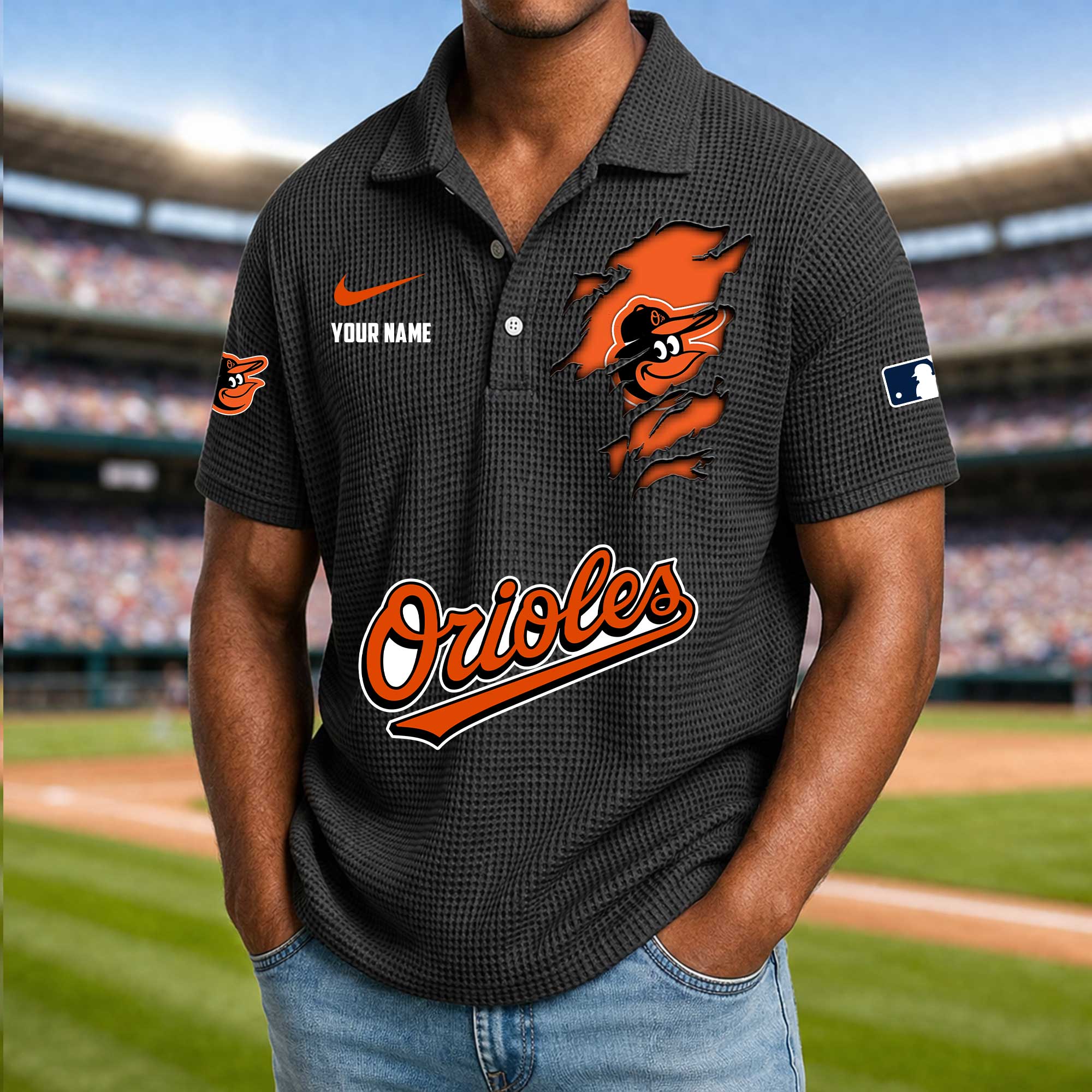 Baseball Teams Waffle Collar Polo Shirt Collection Tyu