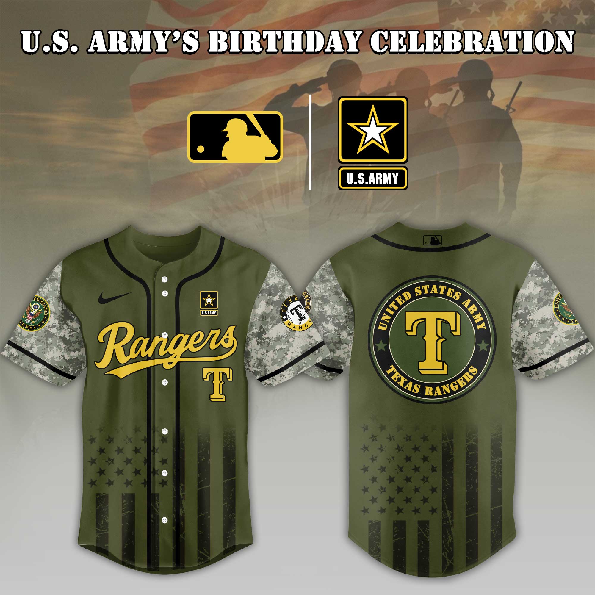 Baseball U.s. Army Birthday Baseball Jersey Shirt Collection