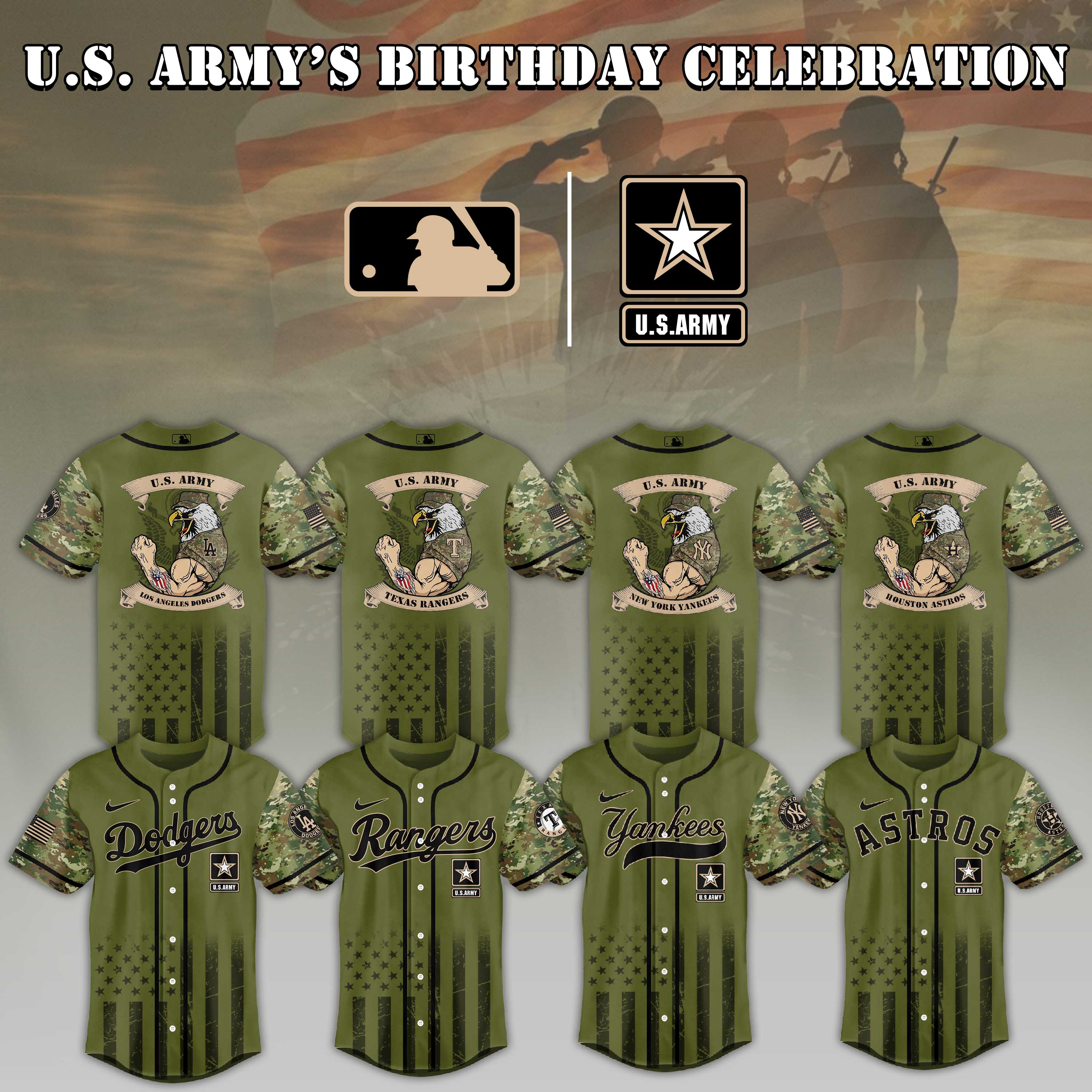 Baseball Team U.s. Army Birthday Baseball Jersey Shirt Collection