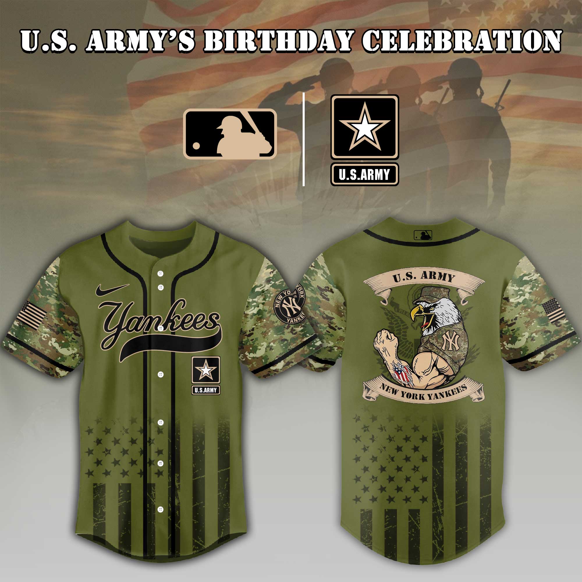 Baseball Team U.s. Army Birthday Baseball Jersey Shirt Collection
