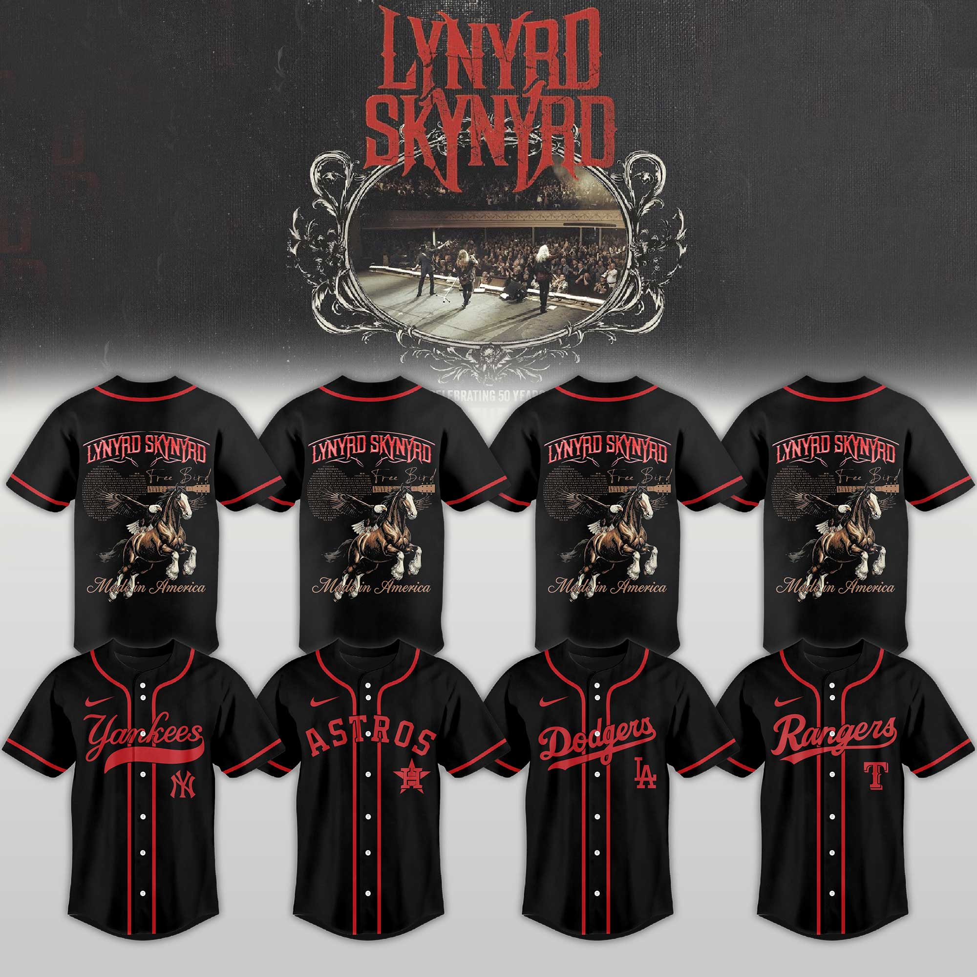 Baseball Teams Rock Band Baseball Jersey Shirt Collection