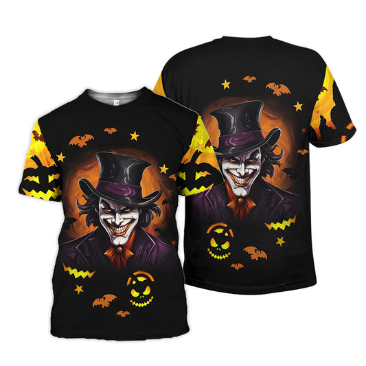 Joker Happy Halloween Pumpkin 3d T-shirt, Scary Joker Pumpkin Aop Tshirt