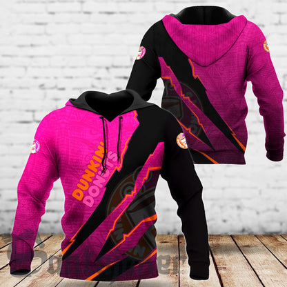 Dunkin Donuts Monster Style All Over Print Hoodie, Dunkin Donuts Pullover Hooded Sweatshirts, Dunkin Donuts Black And Pink Unisex Zip Hoodies
