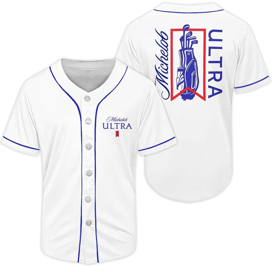 White Michelob Ultra Golf Bag Baseball Jersey, Michelob Ultra Golfing White Baseball Jersey, Michelob Ultra Unisex Baseball Jersey Shirts