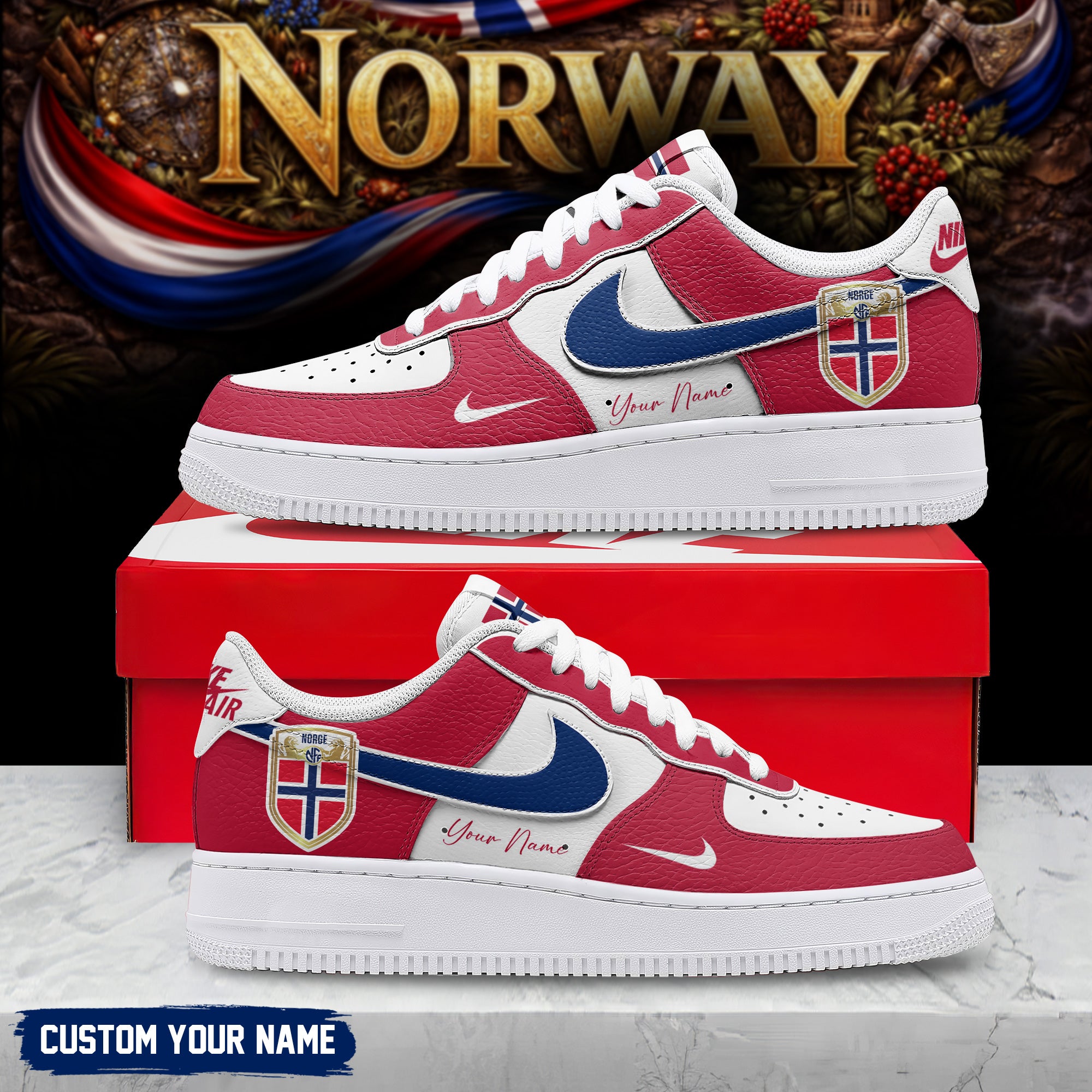 Norway | Premium WC26 Custom AF1 Shoes