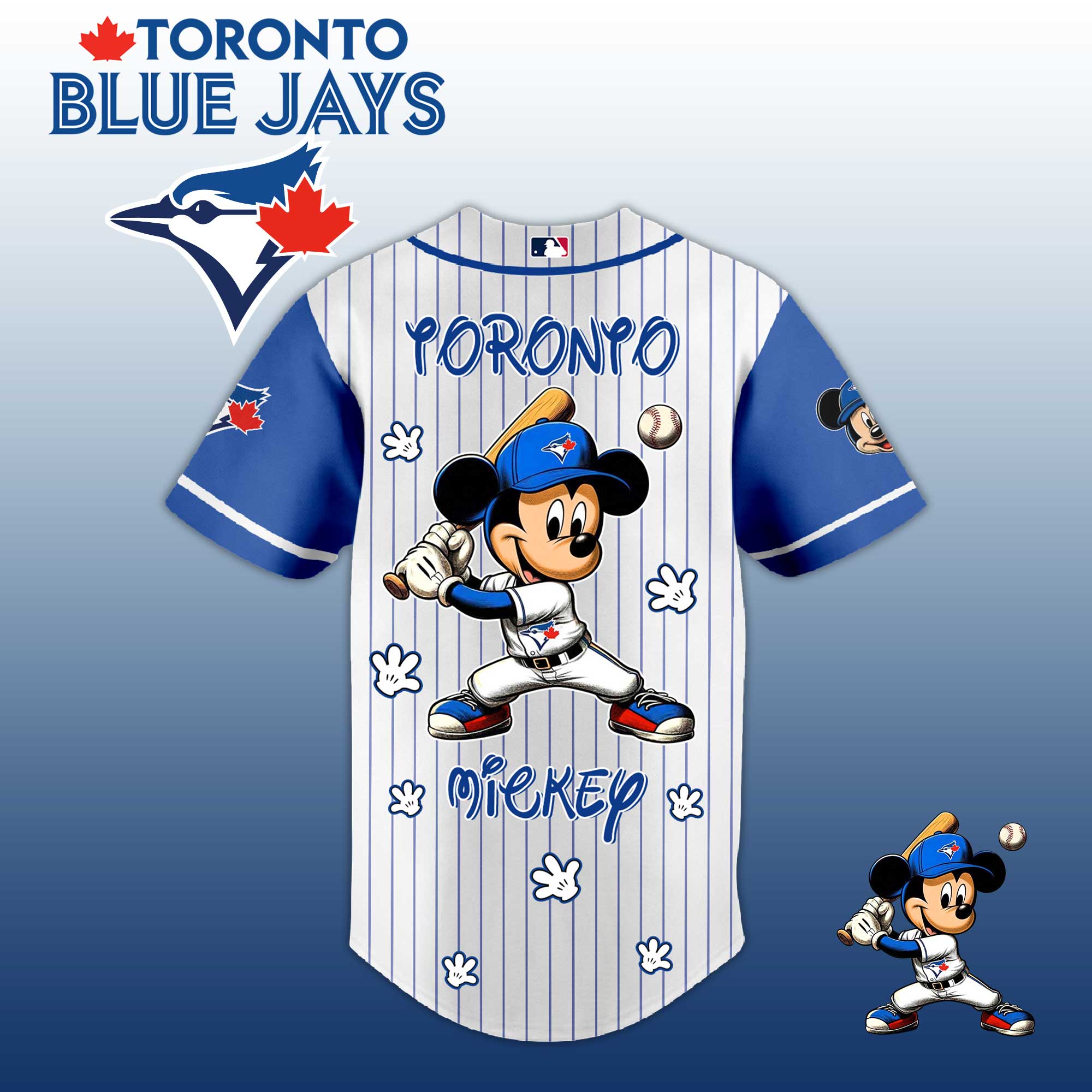 Baseball Jersey T. Blue Jays Mickey Style – Cute Cartoon Fan Gift Shirt.