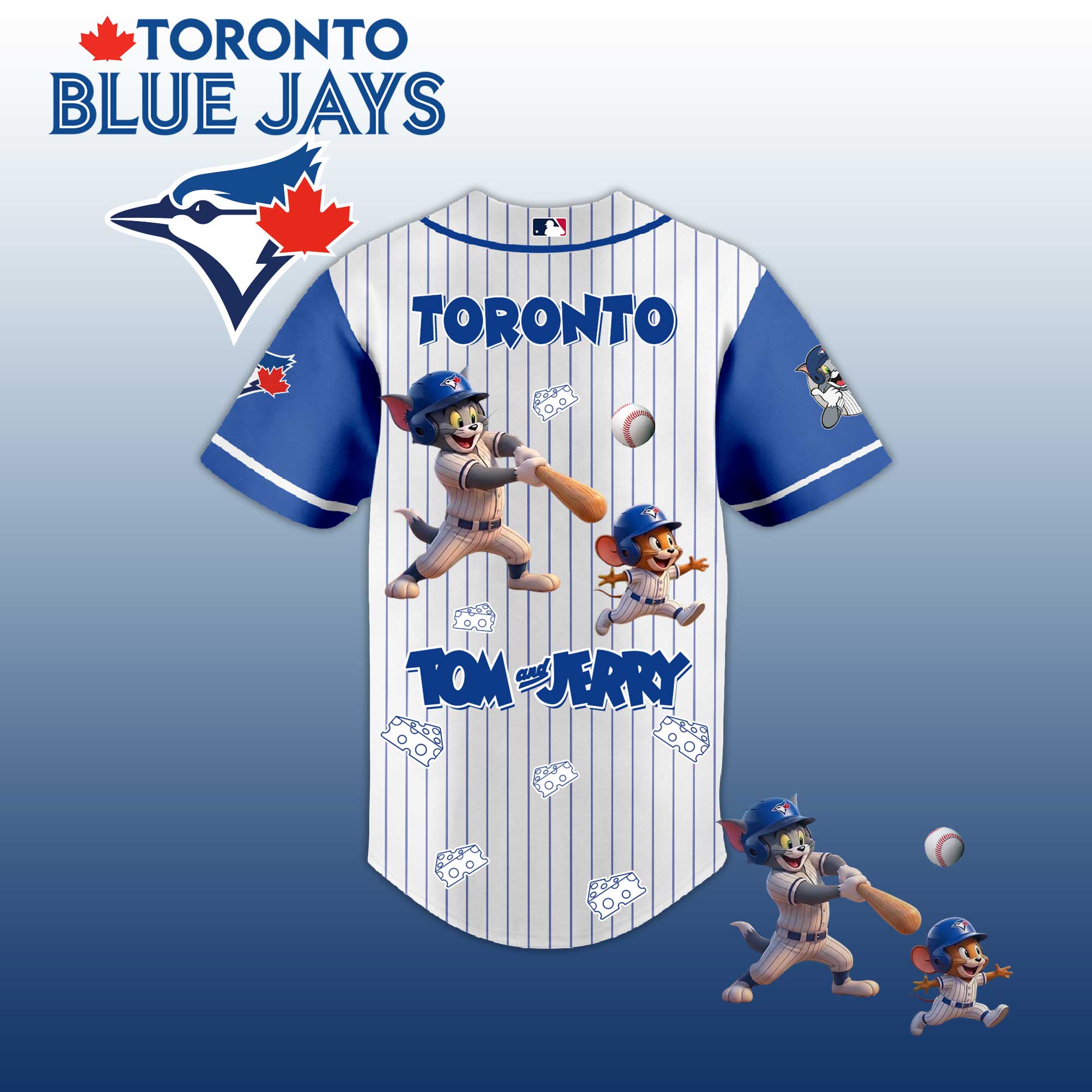 Baseball Jersey T. Blue Jays Tom & Jerry Style – Cute Cartoon Fan Gift Shirt.