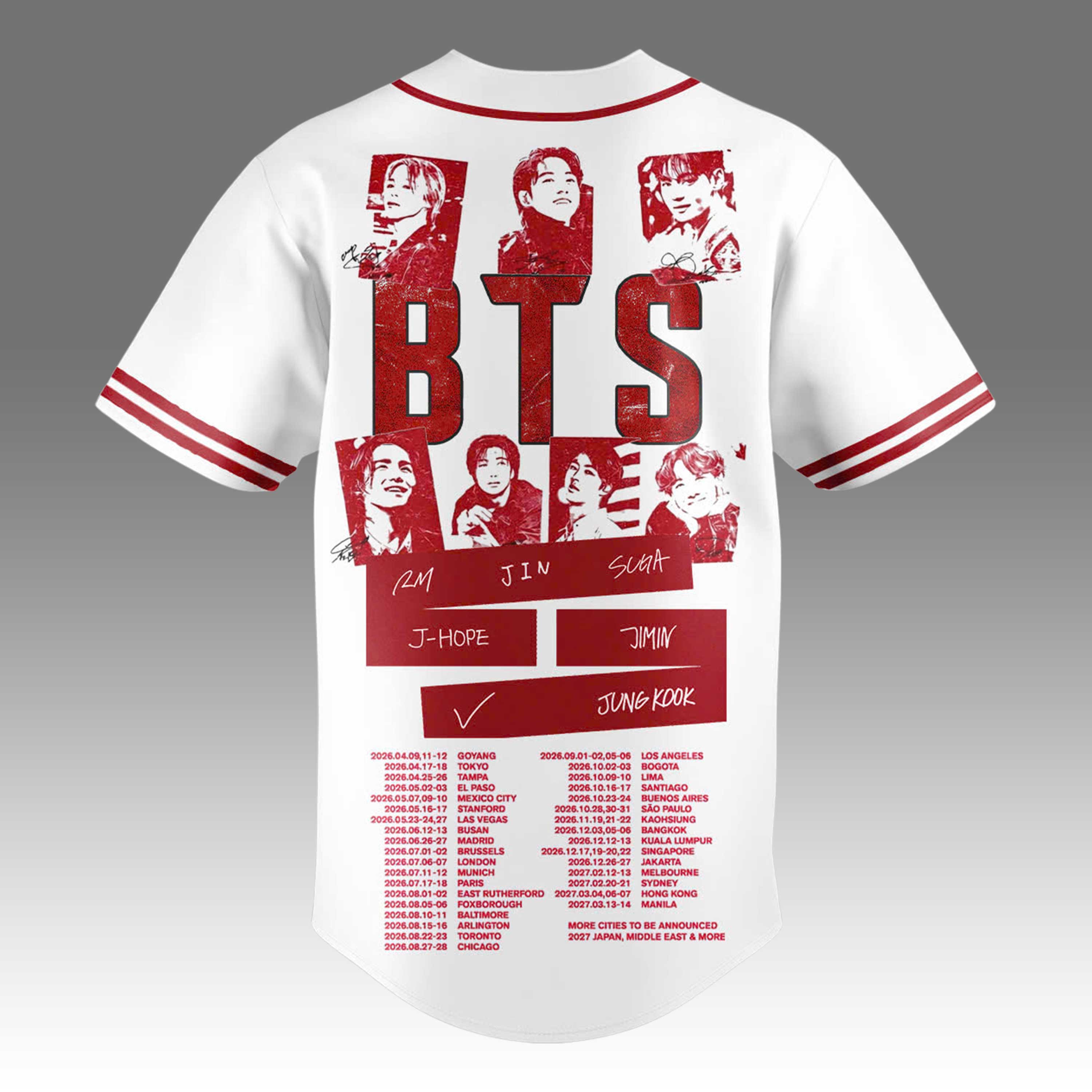 Baseball Jersey Shirt Bts World Tour Arirang Fan Gift Concert Tour Edition
