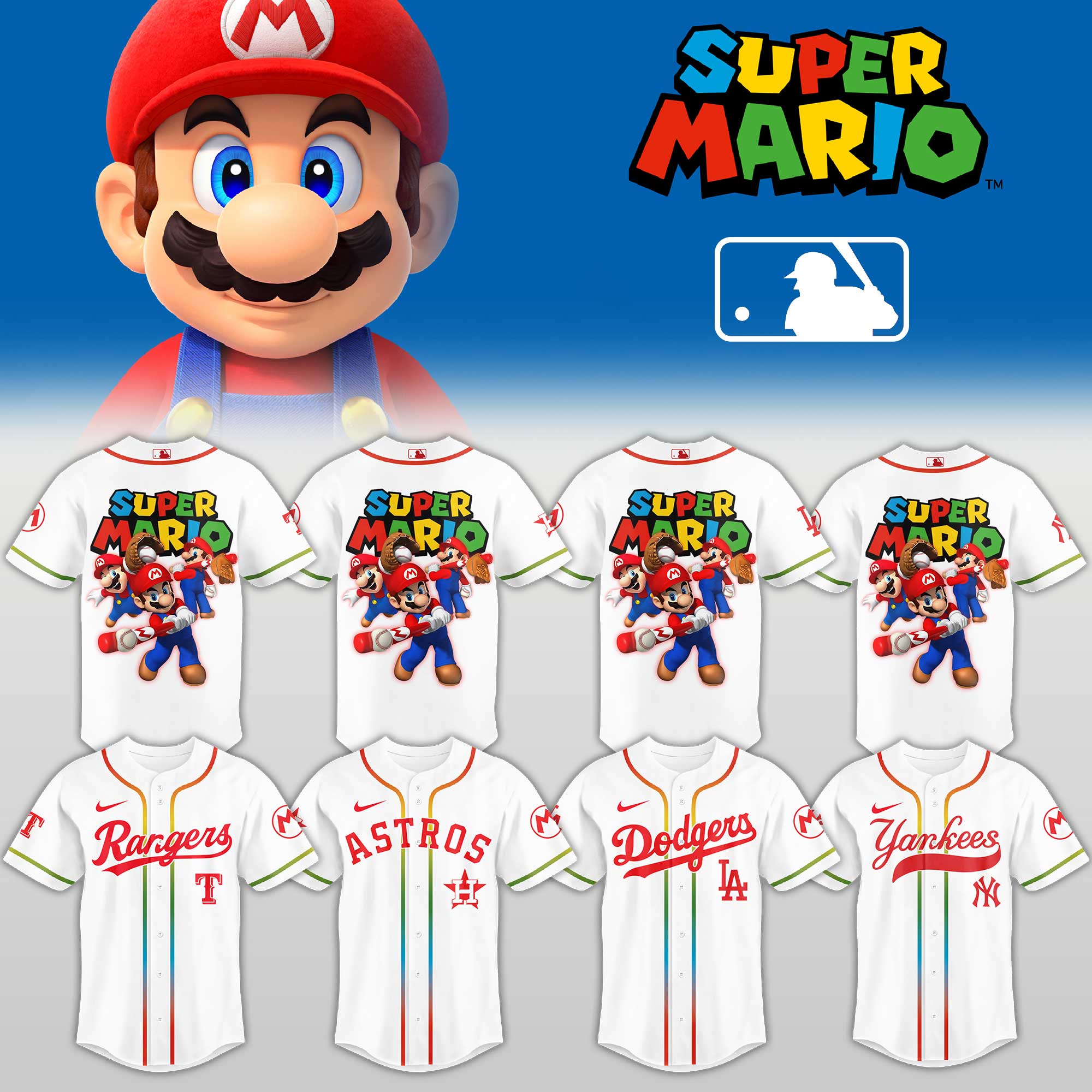 Baseball Jersey Super Mario Inspired Game Character Fan Shirt