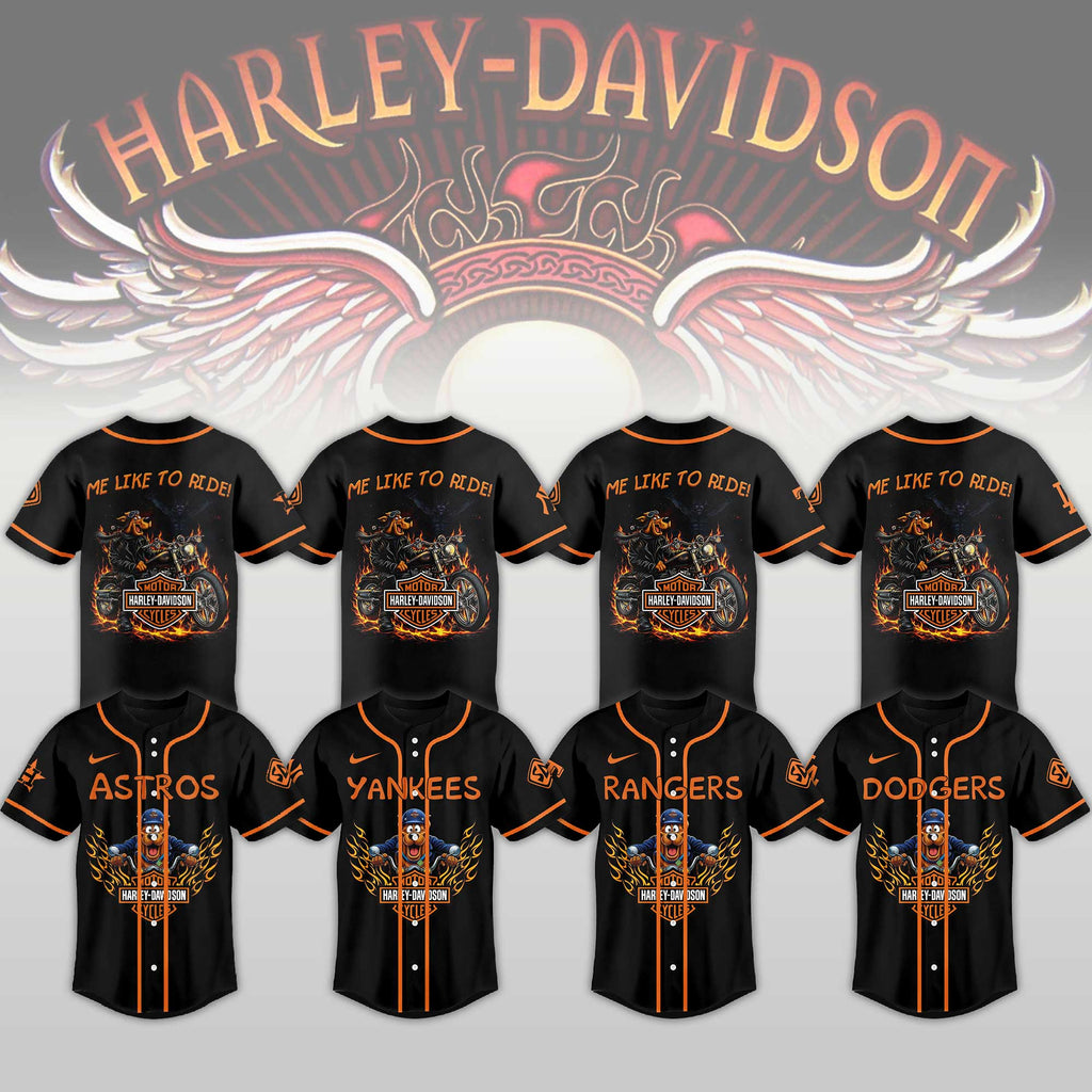 Baseball Jersey Harley Rider Flame Style All Team