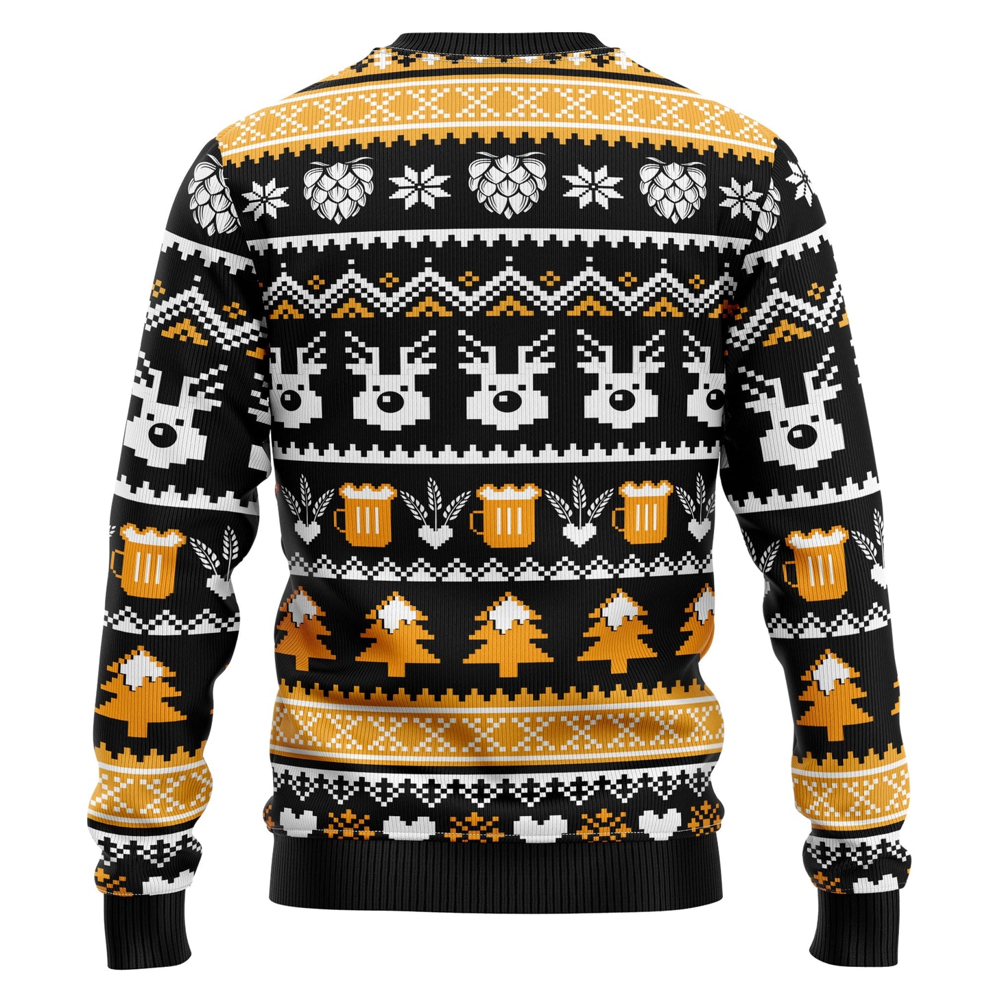 Wonderful Time For A Beer Ugly Christmas Sweater, Beer Season Christmas Black & Orange Ugly Sweaters, Christmas Crewneck Knitted Ugly Sweater