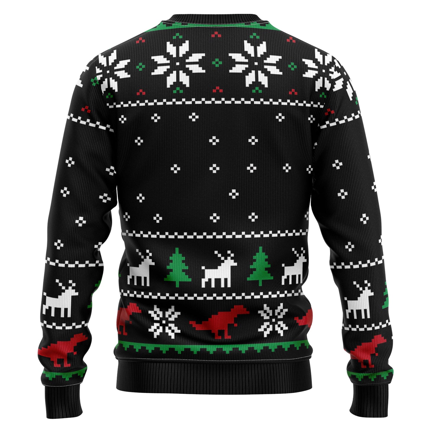 Santa Dinosaur T-rex Ugly Christmas Sweater, Tyrannosaurus Rex Eat Reindeer Christmas Ugly Sweater, Funny T-rex Xmas Crewneck Knitted Ugly Sweater