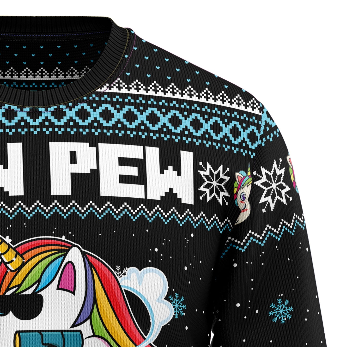 Rainbow Unicorn Pew Pew Madafakas Ugly Christmas Sweater, Cute Unicorn Snowflakes Christmas Ugly Sweater,unicorn Pew Pew Crewneck Knitted Sweater