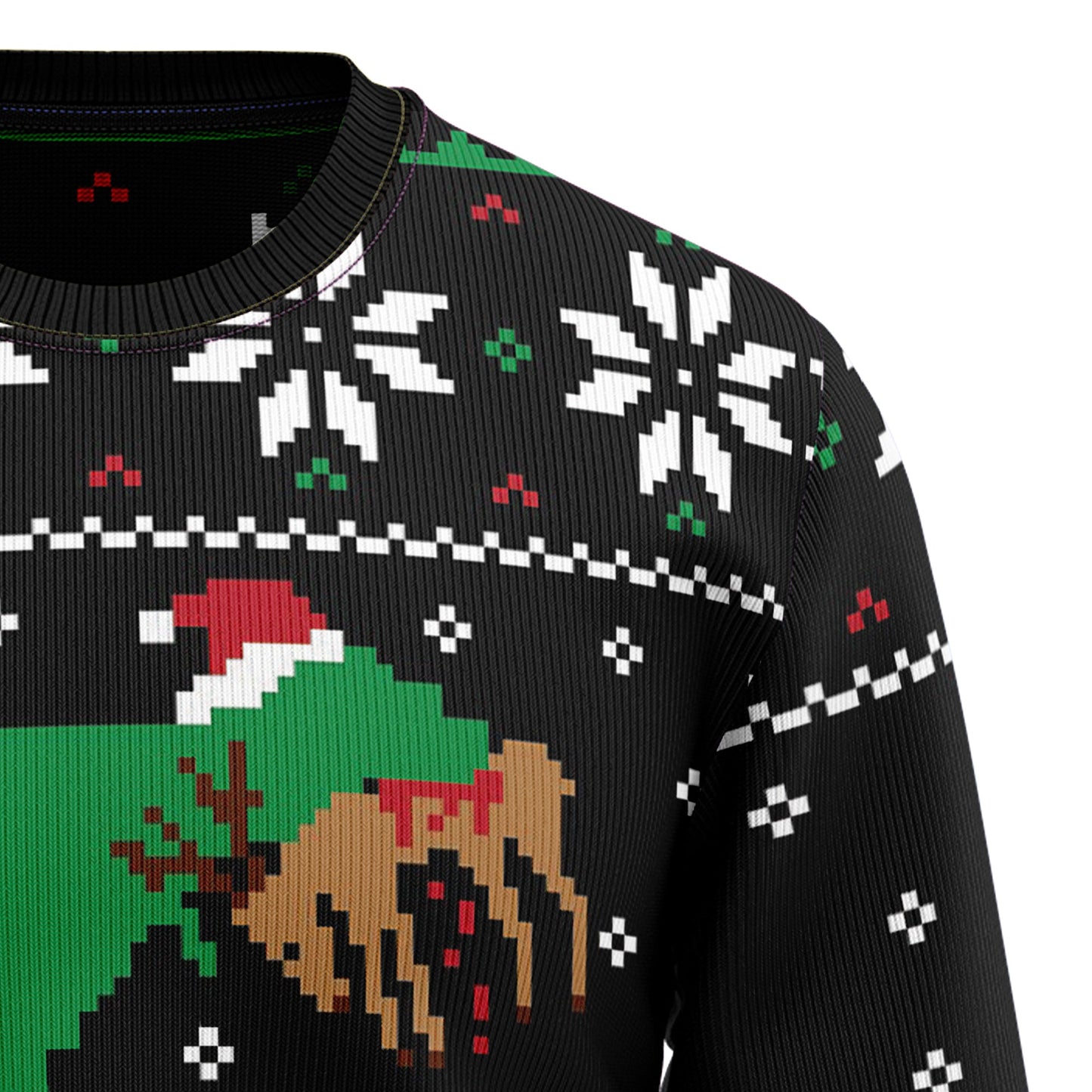 Santa Dinosaur T-rex Ugly Christmas Sweater, Tyrannosaurus Rex Eat Reindeer Christmas Ugly Sweater, Funny T-rex Xmas Crewneck Knitted Ugly Sweater