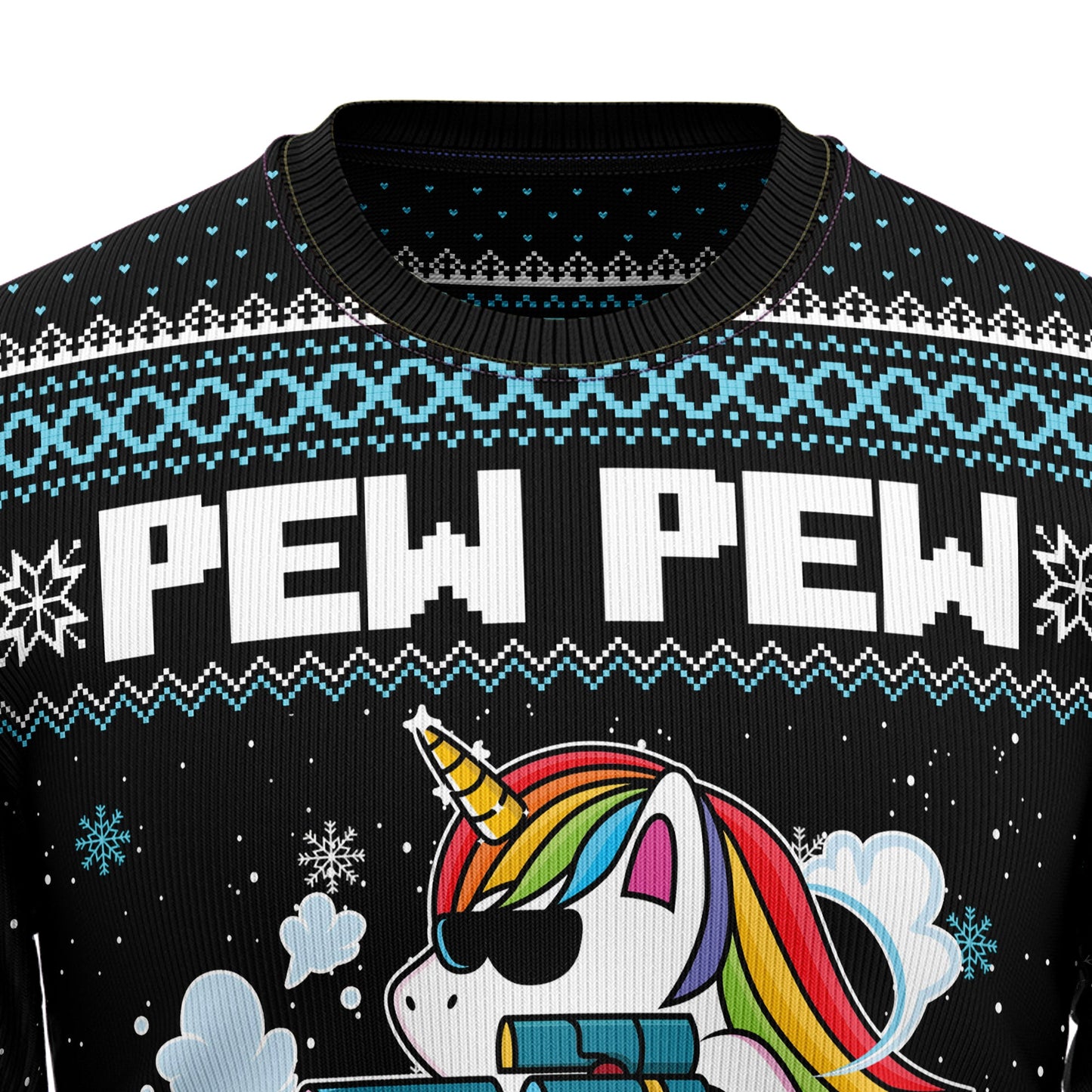 Rainbow Unicorn Pew Pew Madafakas Ugly Christmas Sweater, Cute Unicorn Snowflakes Christmas Ugly Sweater,unicorn Pew Pew Crewneck Knitted Sweater