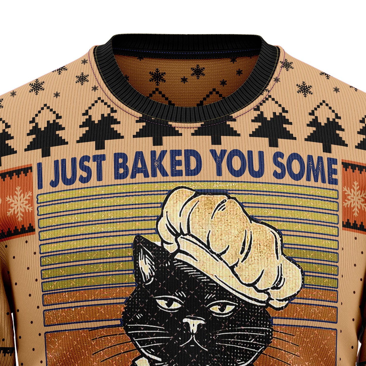 I Just Baked You Some Shut The Fucupcakes Ugly Christmas Sweater, Black Cat Chef Vintage Ugly Sweater, Fucupcakes Crewneck Knitted Ugly Sweater