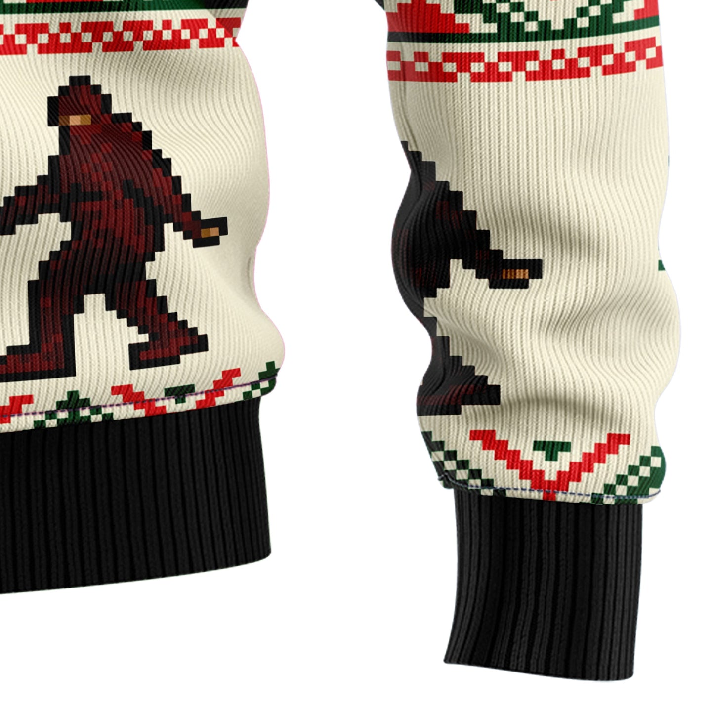 Amazing Bigfoot Sasquatch Ugly Christmas Sweater, Yeti Bigfoot Red Pine Tree Pattern Christmas Ugly Sweater, Christmas Crewneck Knitted Ugly Sweater