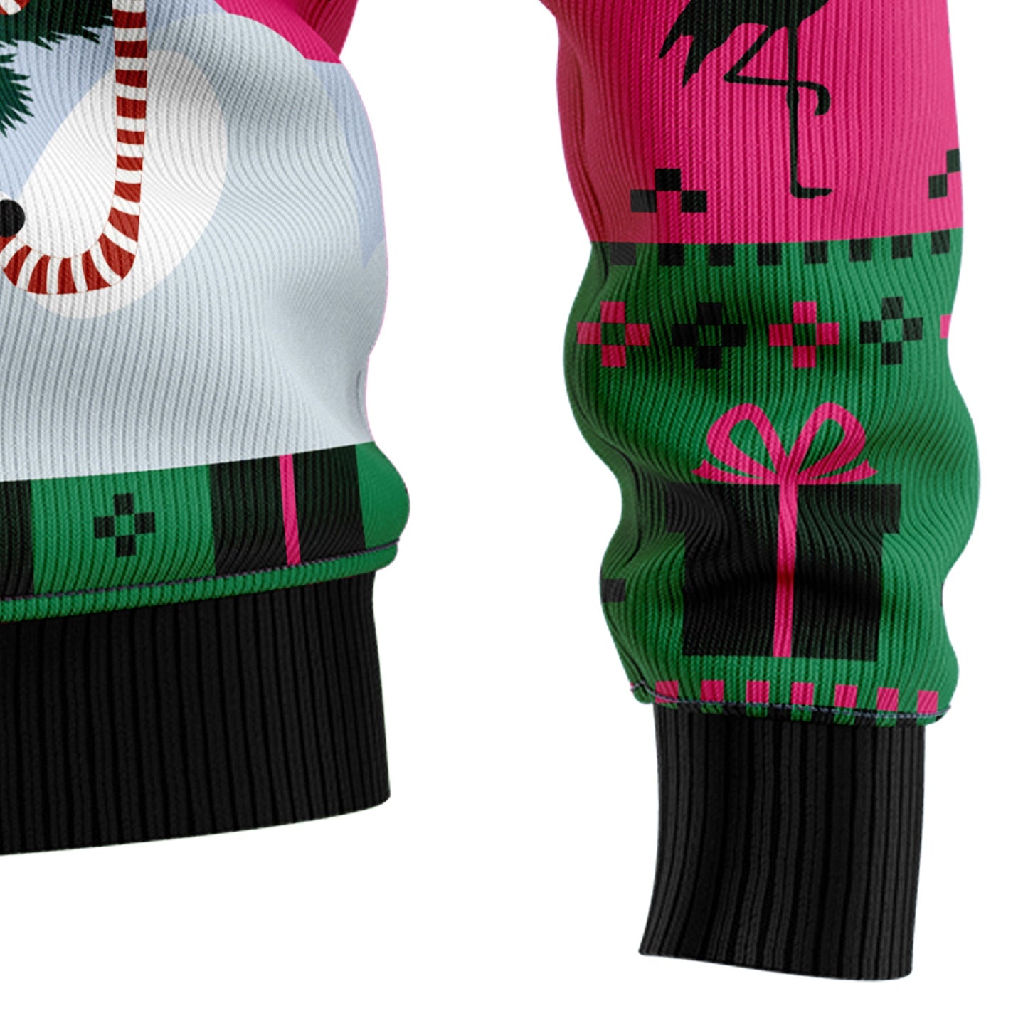 Flamingo Christmas Tree Ugly Christmas Sweater, Santa Flamingo With Pine Tree Christmas Ugly Sweater, Christmas Aop Crewneck Knitted Ugly Sweater