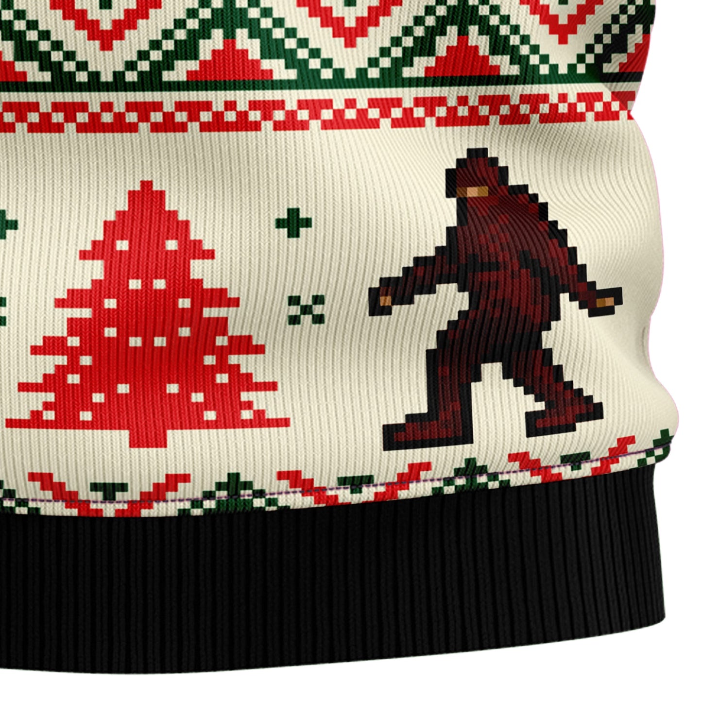 Amazing Bigfoot Sasquatch Ugly Christmas Sweater, Yeti Bigfoot Red Pine Tree Pattern Christmas Ugly Sweater, Christmas Crewneck Knitted Ugly Sweater