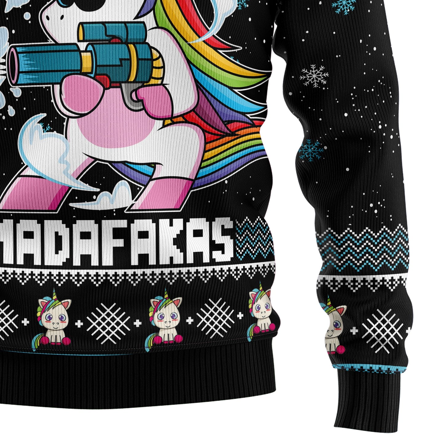 Rainbow Unicorn Pew Pew Madafakas Ugly Christmas Sweater, Cute Unicorn Snowflakes Christmas Ugly Sweater,unicorn Pew Pew Crewneck Knitted Sweater