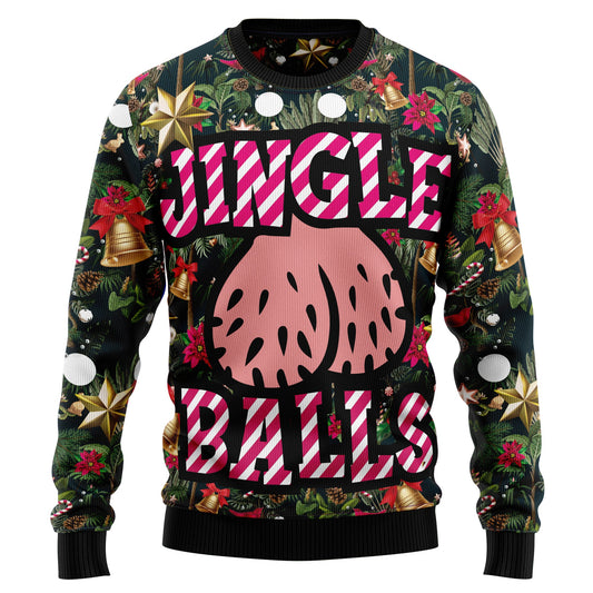 Jingle Balls Funny Ugly Christmas Sweater For Men Women, Funny Jingle Balls Christmas Ugly Sweater, Merry Christmas 3d Crewneck Knitted Ugly Sweater