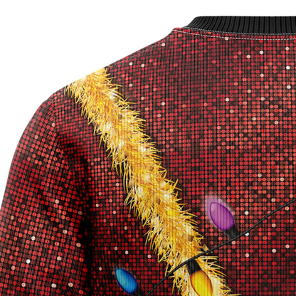 Faux Real 3d Tuxedo Christmas Lights Ugly Sweater, Christmas Light-up Red & Green Ugly Christmas Sweater, Christmas Crewneck Knitted Ugly Sweater